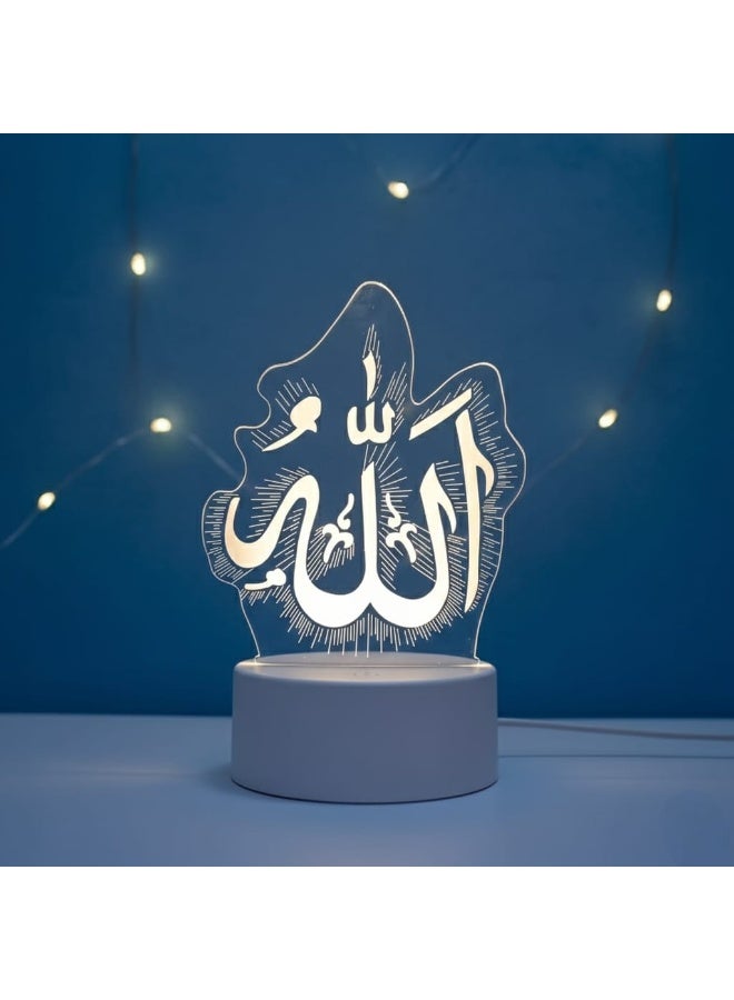 3D Ramadan Decor LED Acrylic Night Light – Islamic Calligraphy Board with Soft Warm Glow, USB Powered Night Lamp for Ramadan, Prayer Room & Muslim Home Decor - Image 3